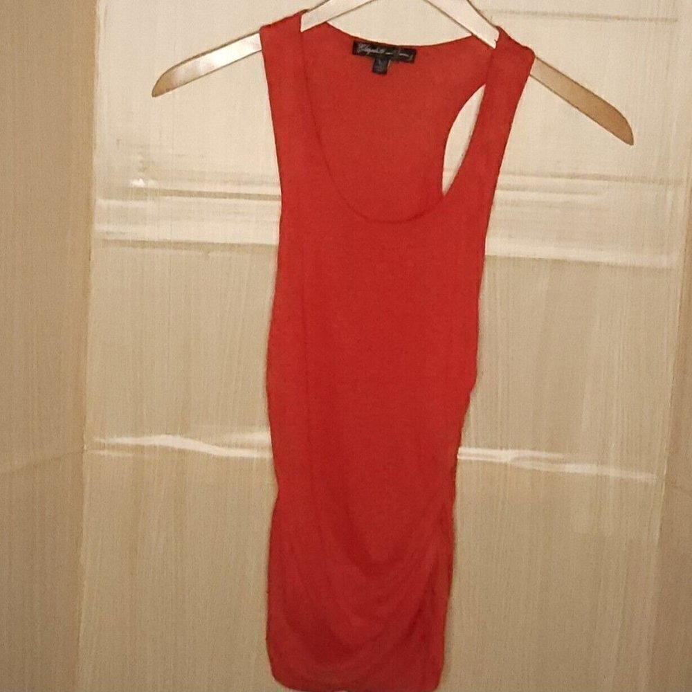 Elizabeth And James Womens Red Linen Tunic Tank Top XS